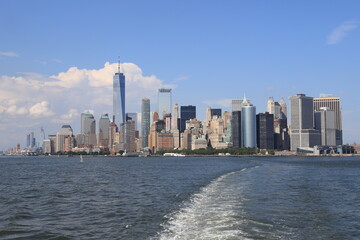 Obraz premium New York City skyline as seen from the Staten Island Ferry.