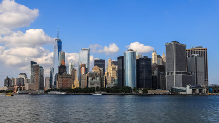 Fototapeta na wymiar New York City skyline as seen from the Staten Island Ferry.