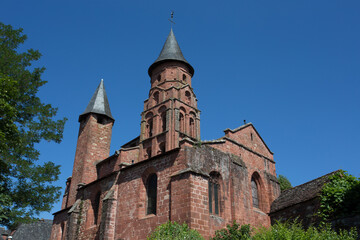 Obraz premium 11th Century, Red Sandstone Catholic Church of Saint-Pierre in the Medieval Village of Collonges-la-Rouge, France