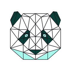 panda head low poly geometric polygonal triangle logo icon symbol design template