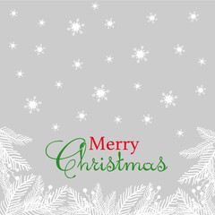 Fototapeta premium Christmas postcard. New Year Typographica on shiny Xmas background with winter landscape with snowflakes, light, stars. Merry Christmas card. 