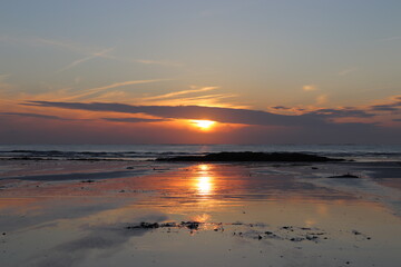 Fototapeta na wymiar sunset over the sea, south Uist, hebrides, scotland