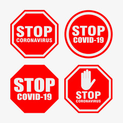 set stop coronavirus sign, stop pandemic 019-nCoV, prohibiting Covid-19 sign