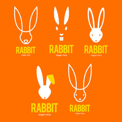 rabbit set animal logo icon symbol design template