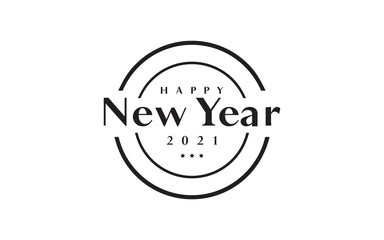 Obraz premium Happy 2019 New Year. Holiday Vector Illustration With Lettering Blunt Composition. Vintage festive label isolated on White Background. Flat Vector Illustration for Greeting Cards And Label.