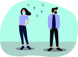 A couple (boy and girl) is disappointed, angry, sad, jealous, quarrels with one another