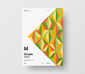 Brochure front page design layout. Vertical corporate identity A4 report cover. Modern abstract geometric vector business presentation illustration template.