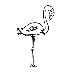 Hand-drawn single element of flamingo. Vector illustration isolated on white background.