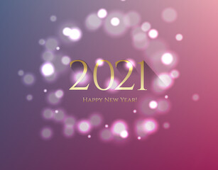 Happy New Year Postcard With Text With Gradient Mesh, Vector Illustration