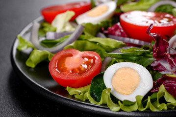 Fresh delicious vegitarian salad of chopped vegetables on a plate