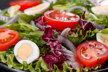 Fresh delicious vegitarian salad of chopped vegetables on a plate