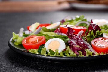 Fresh delicious vegitarian salad of chopped vegetables on a plate