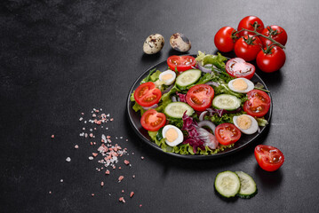 Fresh delicious vegitarian salad of chopped vegetables on a plate
