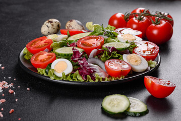 Fresh delicious vegitarian salad of chopped vegetables on a plate