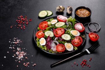 Fresh delicious vegitarian salad of chopped vegetables on a plate