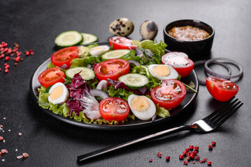 Fresh delicious vegitarian salad of chopped vegetables on a plate