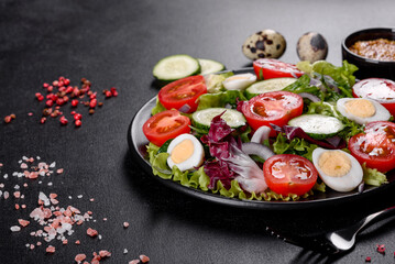 Fresh delicious vegitarian salad of chopped vegetables on a plate