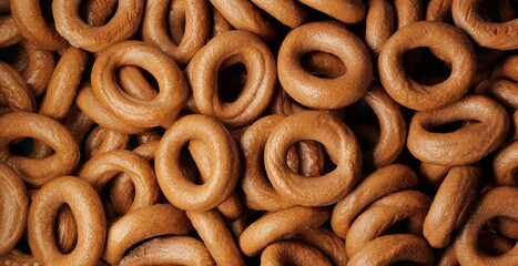 Fototapeta premium Background from chocolate little bagels