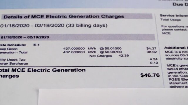 Communal payments. Energy statement and Electricity bill account sheet close-up