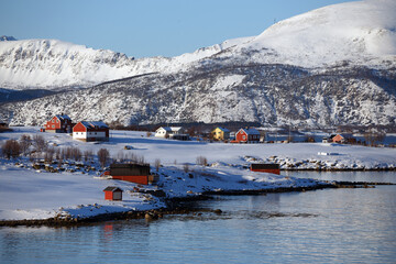 small Norwegian village on the shore of the fjord
