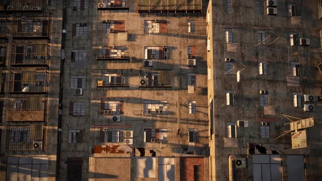 A run-down neighborhood completely uninhabited and empty due to a global pandemic.