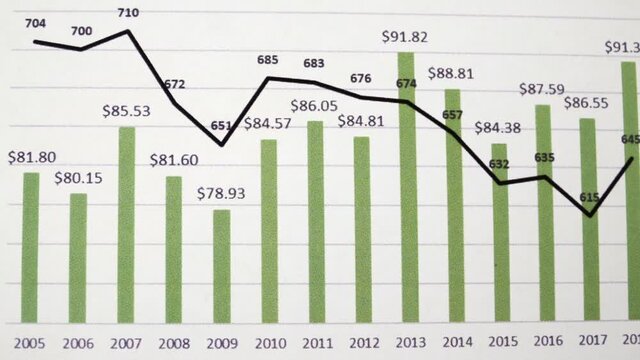 Communal payments. Electricity payment schedule by year. Close-up