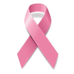 Realistic Pink Ribbon Symbol Of Breast Cancer Awareness With Gradient Mesh, Vector Illustration
