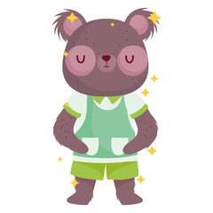 back to school, cute bear with uniform cartoon