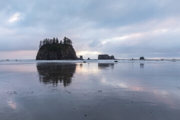 Stunning sunset on coast of Olympic National Park, Washington