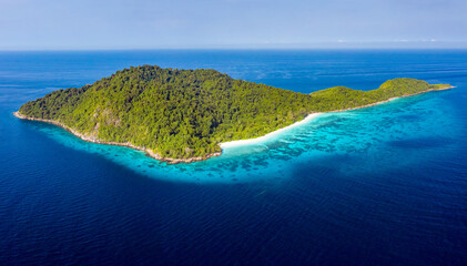 Aerial view of the beautiful tropical island of Koh Tachai in the Similan Islands © whitcomberd