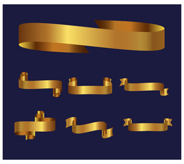 Golden ribbon vector illustration. Different design concept of golden ribbon