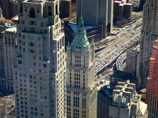 Lower Manhattan skyline including the Woolworth building.