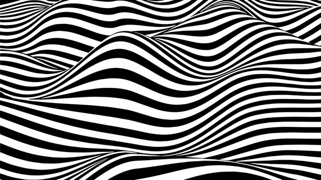 Abstract optical illusion background. Black and white lines on a wave background. Graphic design. Vector illustration © Ihor