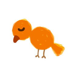 Cute Bird; Watercolor style icon, Hand drawn vector illustration like watercolor