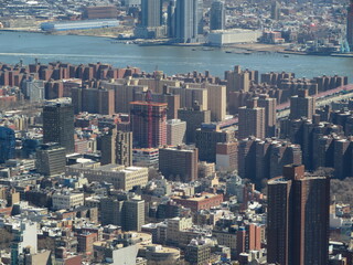 An aerial view of New York City Skyline