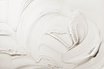 Cream gel gray blue transparent cosmetic sample texture with bubbles background