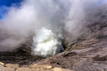 Fototapeta na wymiar Kawah Bromo, Mount Bromo in Bromo Tengger Semeru National Park, is an active volcano and part of the Tengger massif, in East Java, Indonesia