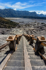 Steps leading up to Mt Bromo volcano in Java, Indonesia.