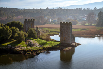 The two towers of Catoira, Galicia, Spain