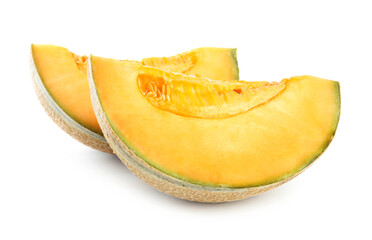 Cut tasty fresh melon isolated on white