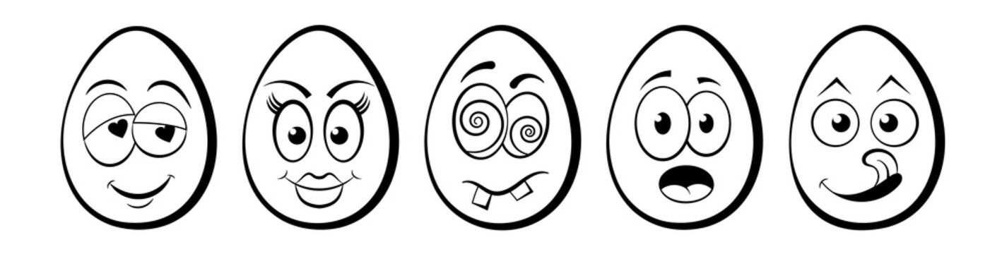 Funny Easter Eggs with emoticon character faces