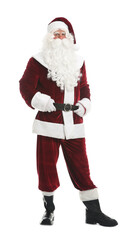 Full length portrait of Santa Claus on white background