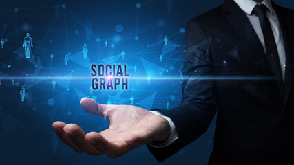 Elegant hand holding SOCIAL GRAPH inscription, social networking concept