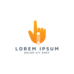 hand and pencil negative space logo design