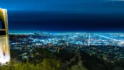 Night View of Downtown Los Angeles from Griffith Park Observatory