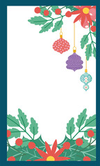 merry christmas flowers poinsettia foliage branches card