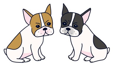 2匹の色違いのフレンチブルドッグ