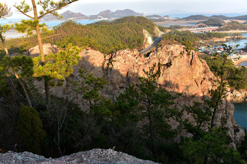 한국의 아름다운 섬 전라북도 선유도의 풍경과 석양