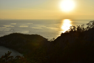 한국의 아름다운 섬 전라북도 선유도의 풍경과 석양