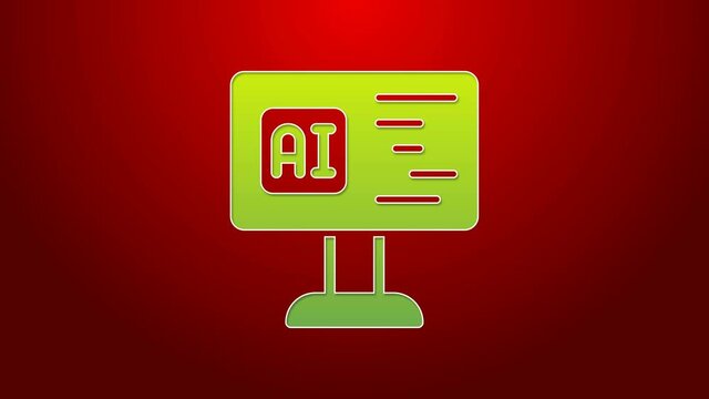 Green line Software, web developer programming code icon isolated on red background. Javascript computer script random parts of program code. 4K Video motion graphic animation